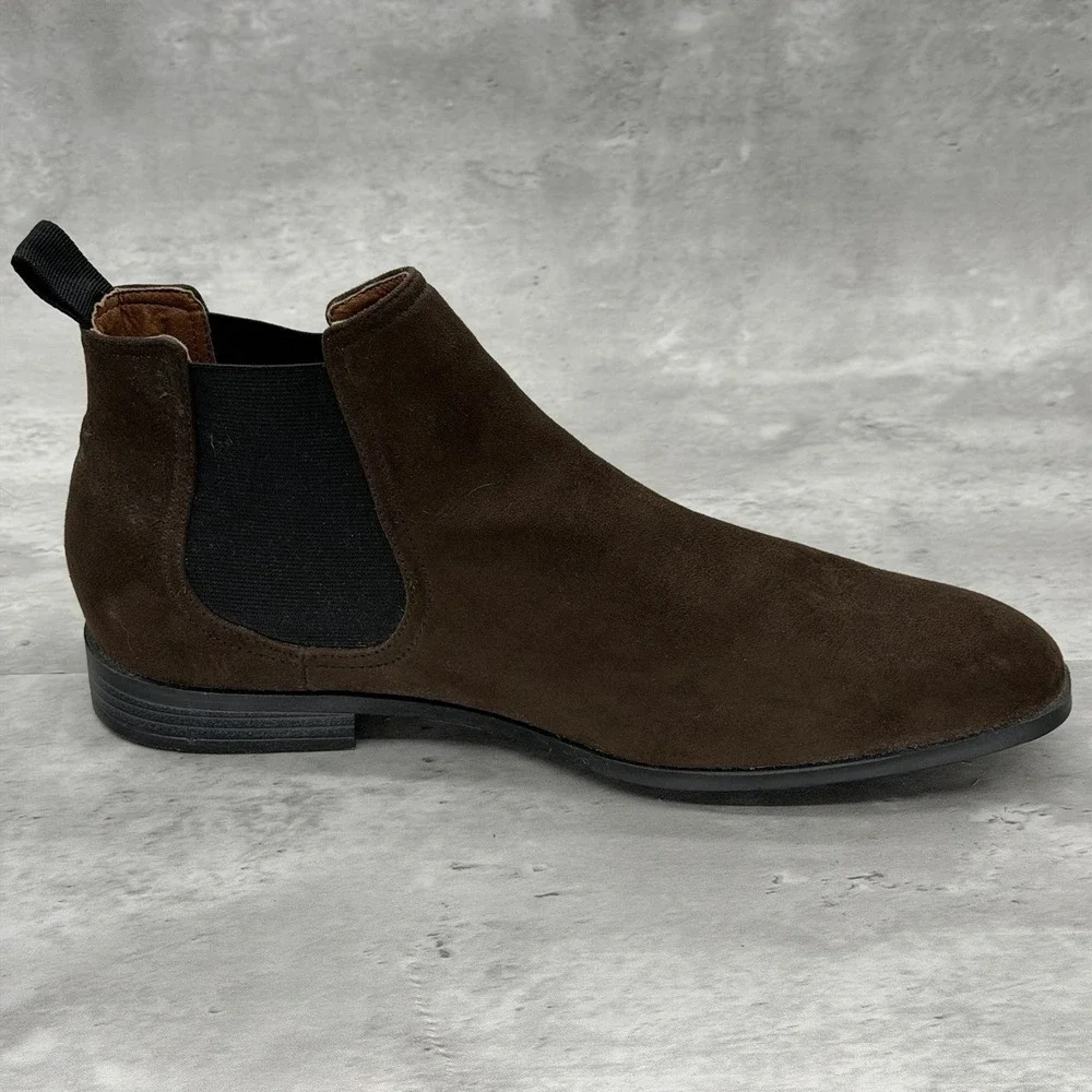 H&M Dark Brown Real Suede Ankle Chelsea Boots Men's size 11.5